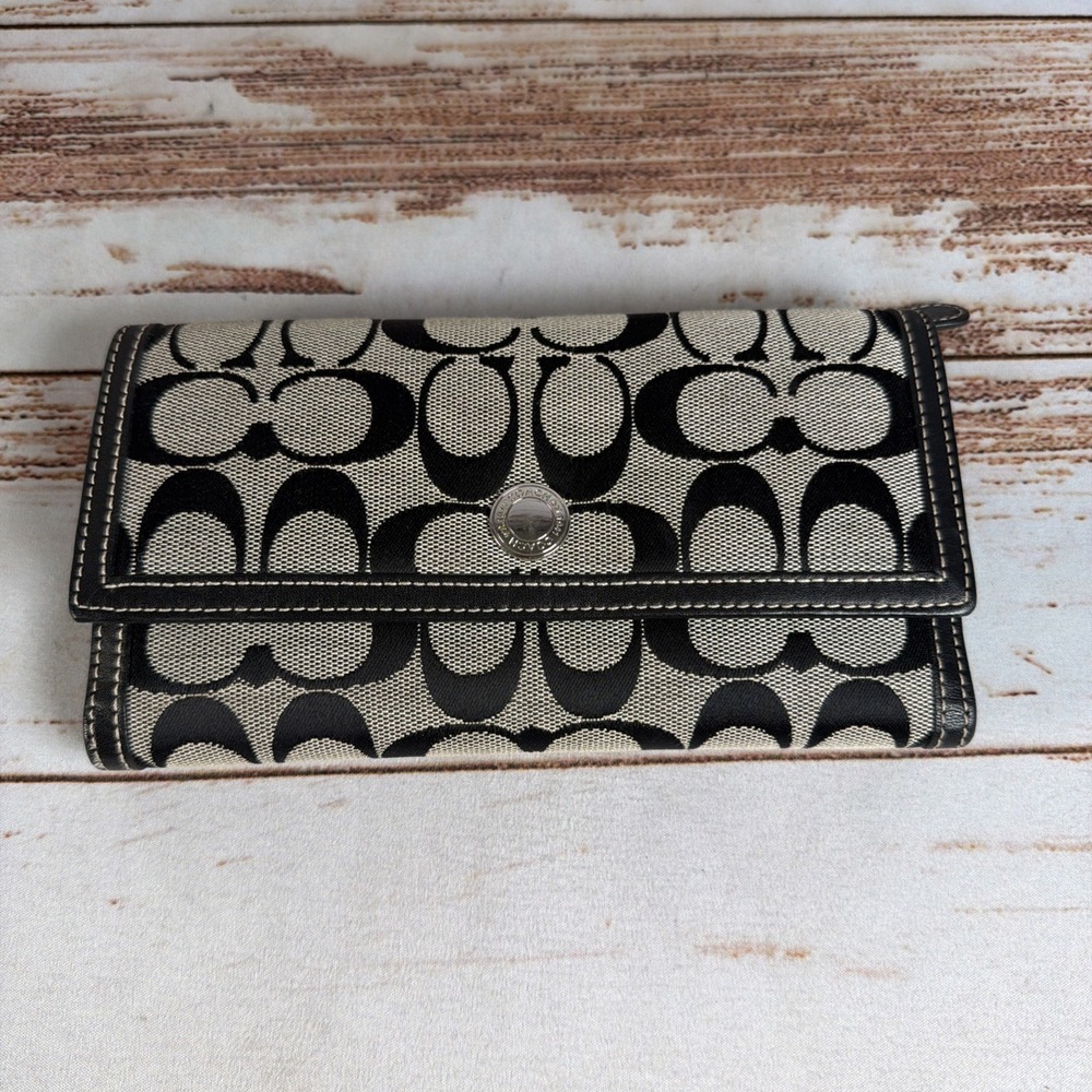 COACH Hampton Signature slim envelope wallet black #42986 - Picture 1 of 5